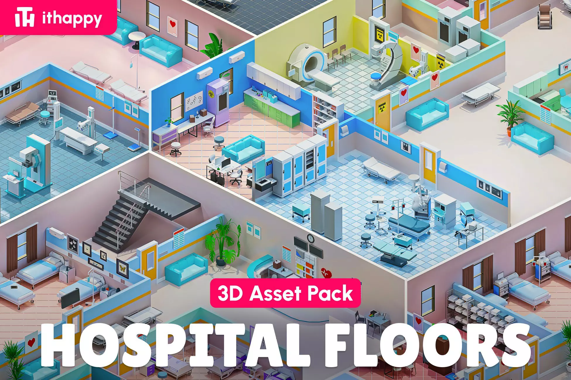 Hospital Floors - Low Poly 3D Models Pack